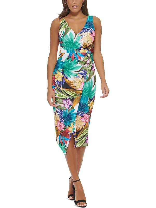 Exclusive Discount Womens Floral Twist-Front Midi Dress