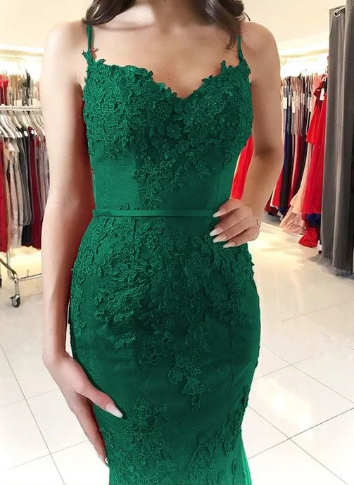 Coastal Beach - Inspired Style green lace mermaid prom dresses elegant sweetheart evening gown cg5204