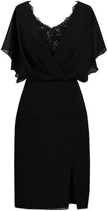 Season Sale Black Sleeve Short Homecoming Dress Chiffon Formal Evening Party Gowns         cg22831