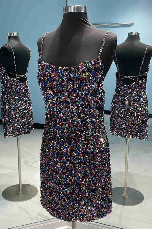 Save On Classic Elegant Styles Chic Colorful Sequined Short Bodycon Dress       S5322