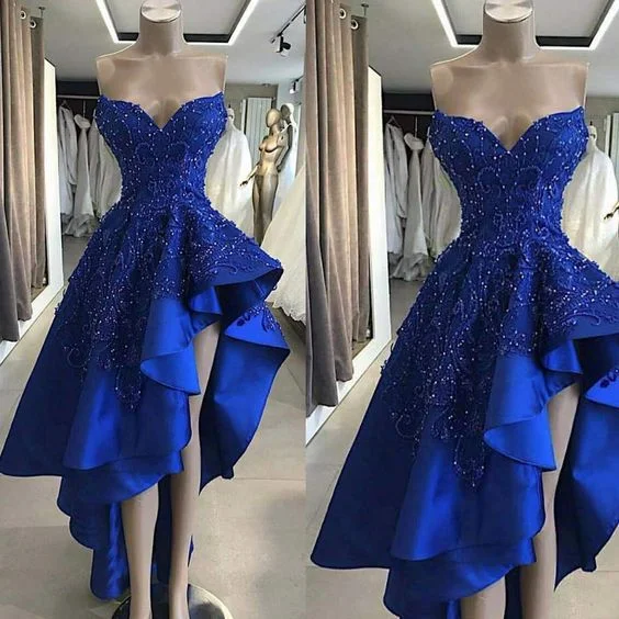 Big Savings Royal Blue Satin Evening Dresses, Sweetheart Neckline Party Dresses, Arabic Party Dresses Y670