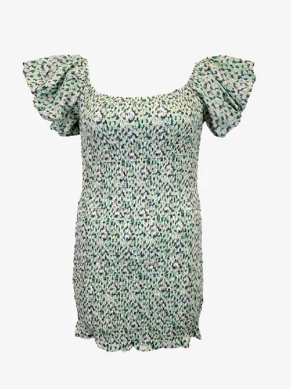 Grab Romantic Date - Night Styles Now Petal + Pup Mint Shirred Bodycon Garden Party Dress Size 14