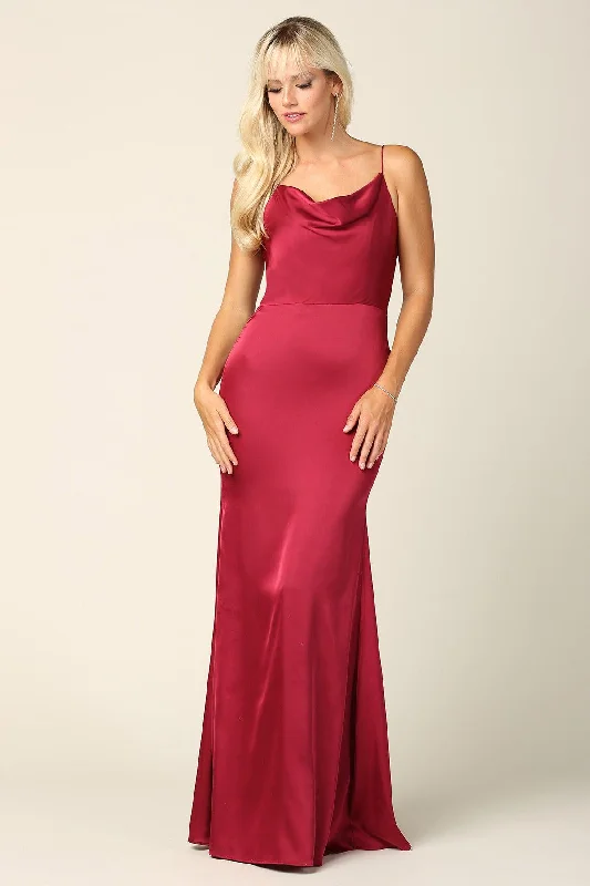 Limited Quantities Long Spaghetti Strap Formal Satin Bridesmaids Dress