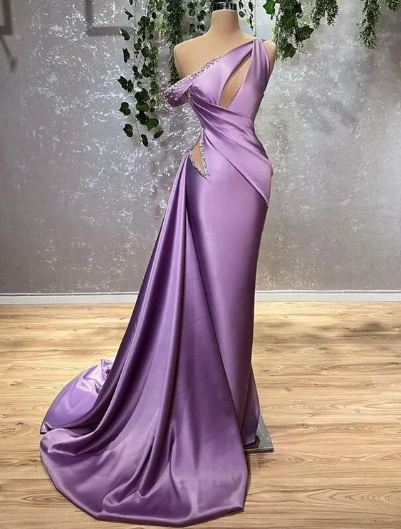 Father'S Day Deals Purple Prom Dresses, Keyhole Prom Dresses, Satin Evening Dresses Y4285