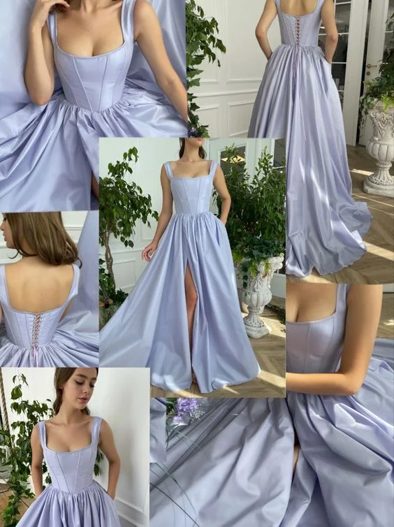 Anniversary Sale Modest Evening Dress Custom Made Satin Prom Dresses Y193