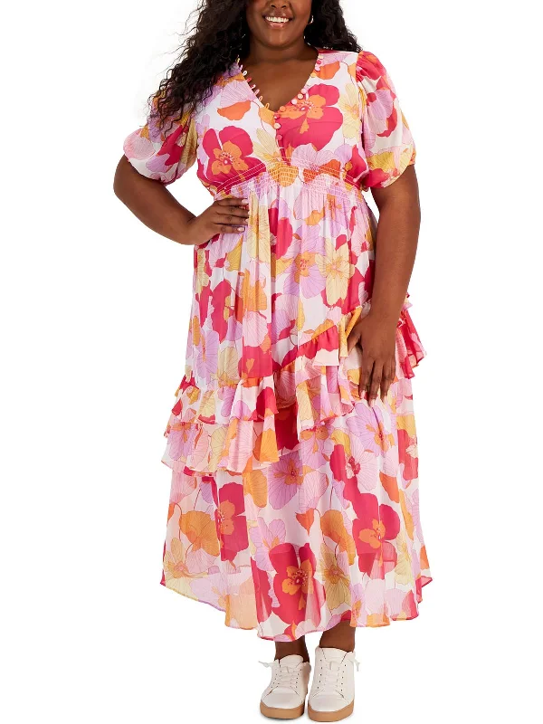 Exclusive Sale Plus Womens Floral Print Long Maxi Dress