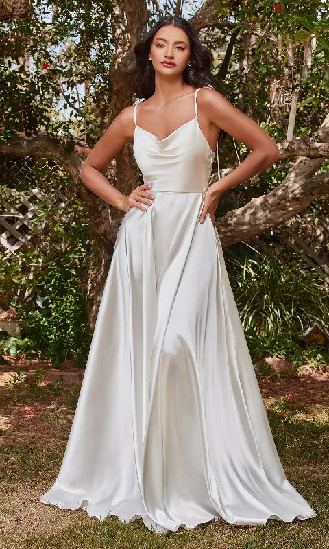 Anniversary Sale Long White Satin A-Line Formal Dress BD104W