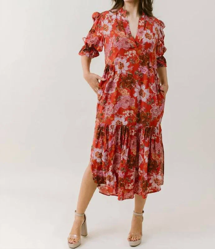 Early Access To Art Deco Styles Sale Pratt Dress In Cinnamon Floral