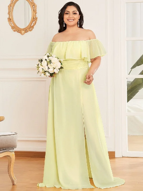 Limited Time Deal Women's Plus Size Ruffle Thigh Split Wholesale Bridesmaid Dresses