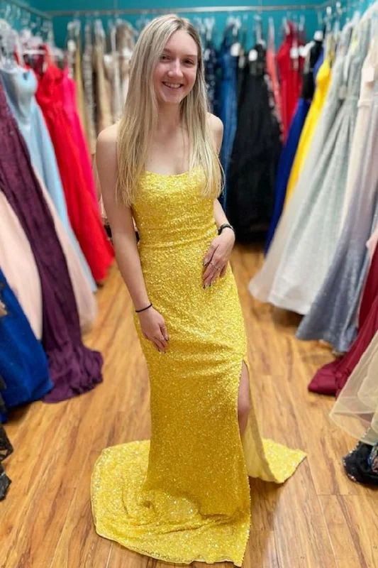 Rustic Countryside Charm Look Mermaid Yellow Prom Gown      cg22650