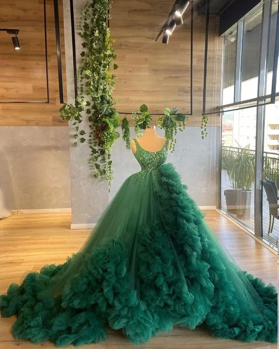 Lighten Up With Nordic Styles Chic ball gown green prom Dresses evening Dresses       cg23583