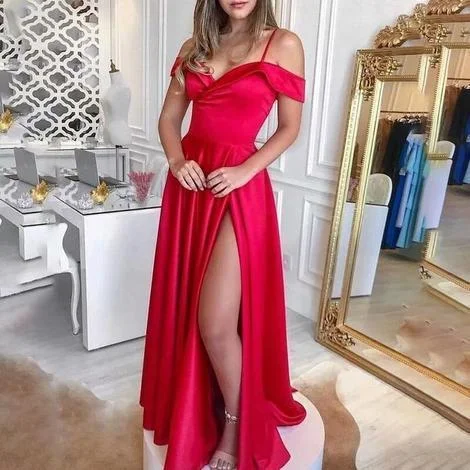 Great Deals On Ethnic Cultural Wear Pretty A Line Long Prom Dresses with High Slit, Evening Party Gowns   cg14583