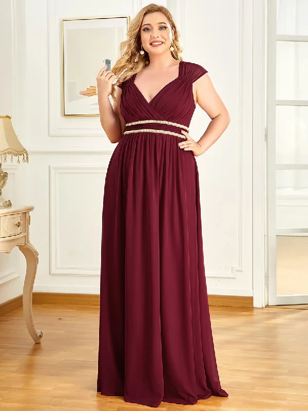 Update With Cottagecore Styles Plus Size Sleeveless Floor Length V Neck Wholesale Bridesmaid dresses