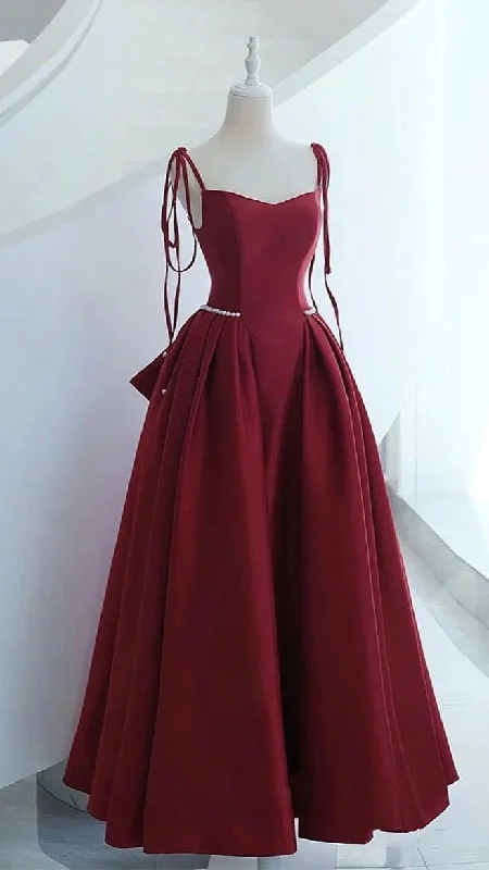 Big Savings Sleeveless Evening Dress Satin A-Line Spaghetti Strap Square Collar Floor-Length Backless Formal Party Prom Gowns  Y4989