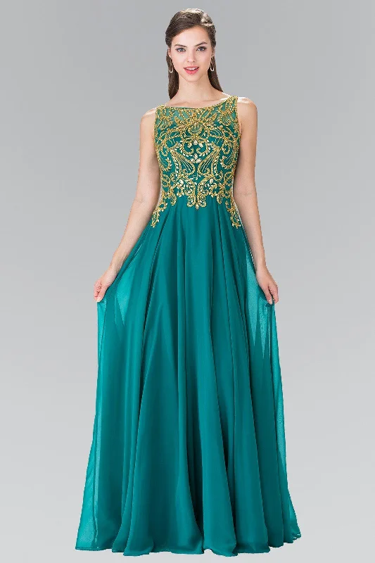 Seasonal Fashion Sleeveless Beaded Dress with Illusion Back by Elizabeth K GL2274