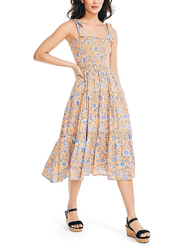 Today Only Womens Floral Smocked Midi Dress