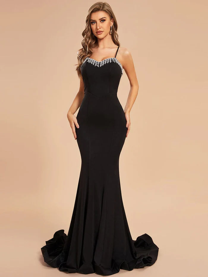 Style Upgrade Custom Size Spaghetti Strap Bodycon Mermaid Prom Dress with Fringe Embellished