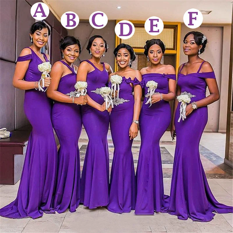 Fashion-Forward Purple Multi-style Mermaid Sexy Cheap Long Bridesmaid Dresses, BD3273