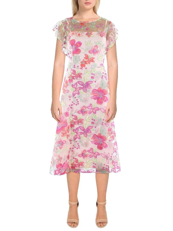 Boho - Chic Festival - Ready Style Womens Illusion Floral Cocktail And Party Dress