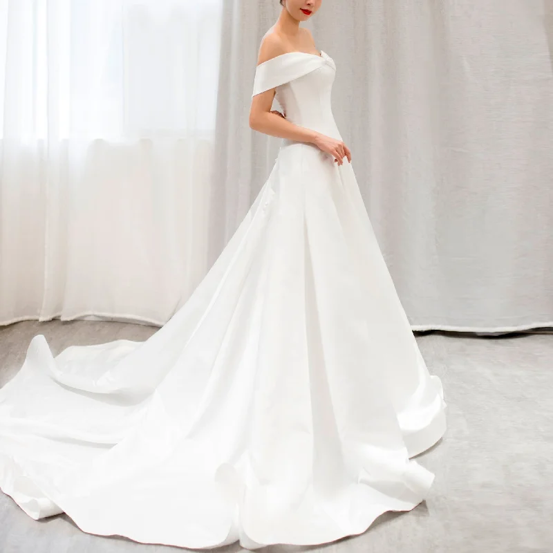 Grab Romantic Date - Night Styles Now Off the Shoulder Satin Simple Elegant Wedding Dresses