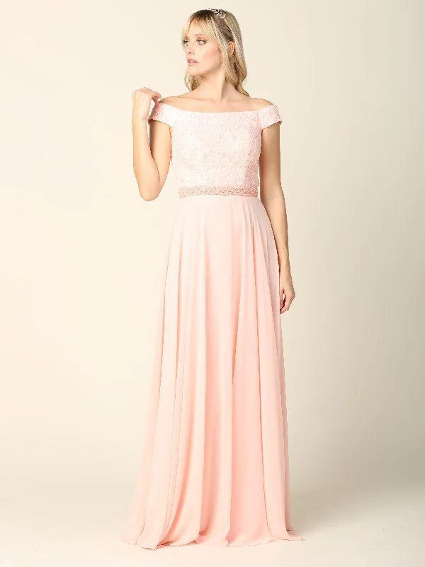 Fashion-Forward Long Off Shoulder Mother of the Bride Lace Dress