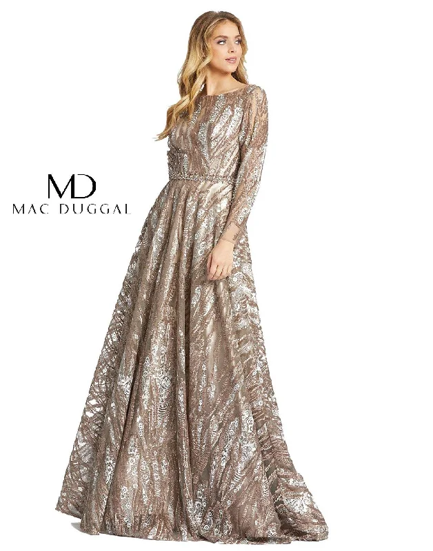 Seasonal Fashion Mac Duggal Long Sleeve Beaded Formal Evening Dress