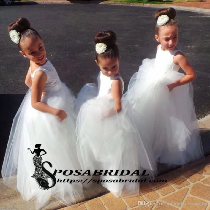 Chic Outfits White Scoop Cute Lovely Affordable New Flower Girl Dresses, Junior Bridesmaid Dresses, FG126