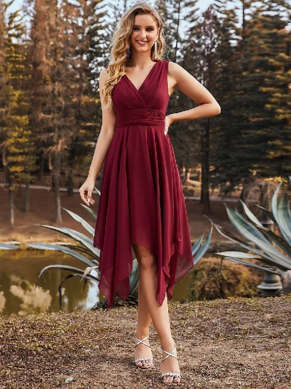 Big Savings Wholesale Knee Length Chiffon Bridesmaid Dress with Irregular Hem