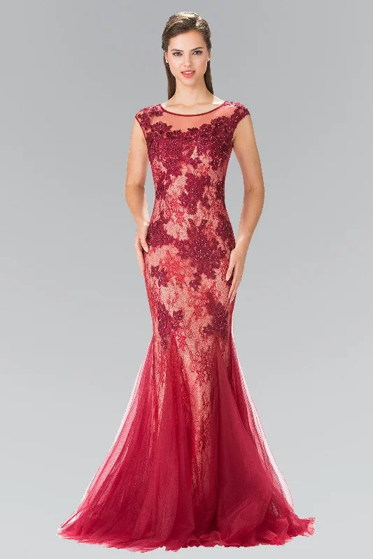 Score Big On Glamorous Red - Carpet Styles Long Sleeveless Beaded Lace Mermaid Dress by Elizabeth K GL2276