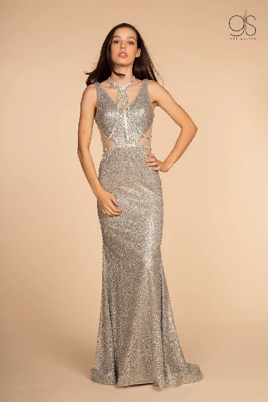 Nordic Minimalist Home Look Sleeveless Glitter Mermaid Dress with Jeweled Straps by Elizabeth K GL2509