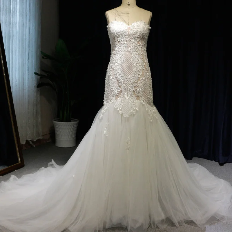 Winter Warm - Up Sale Trumpet Skirt Wedding Dresses Strapless Sweetheart Wedding Gown