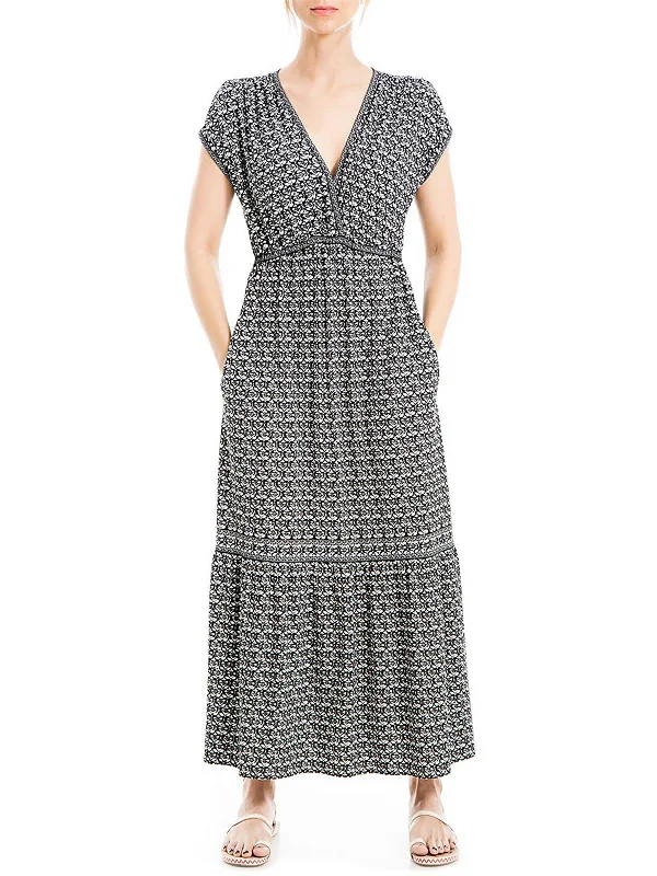 Nordic Minimalist Home Look Womens Floral Lattice Midi Dress