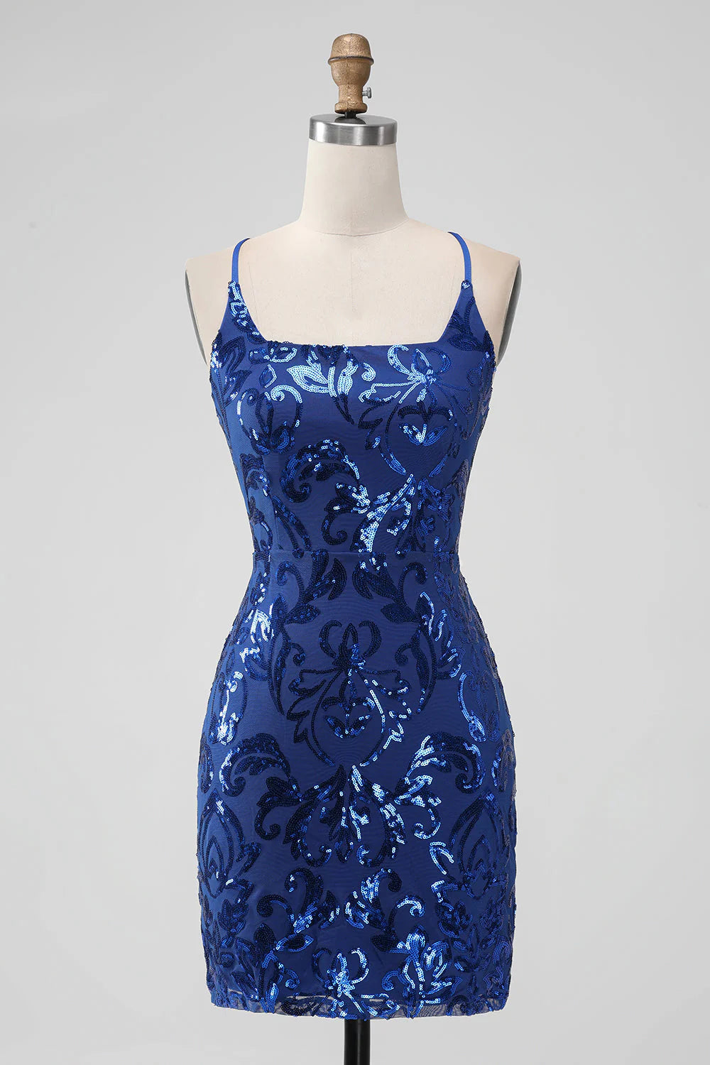 Father'S Day Deals Amzcw Royal Blue Bodycon Sequins Short Homecoming Dress with Lace-up Back