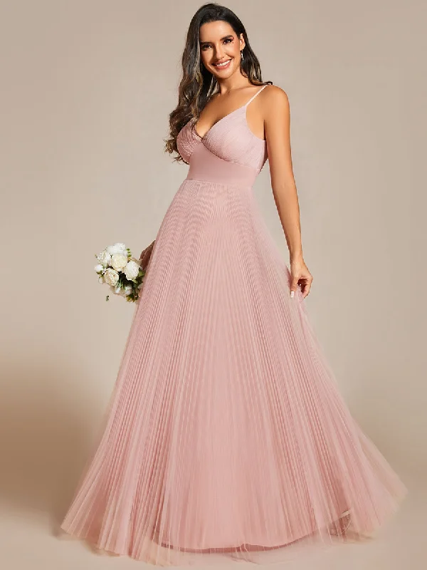 Elegant Style Mesh Contrast Wholesale Bridesmaids Dresses With Spaghetti Straps