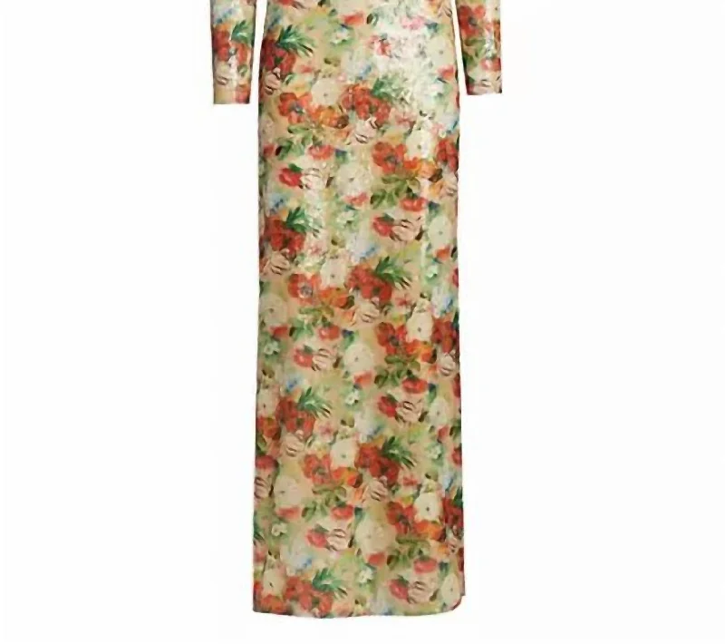 Great Deals On Ethnic Cultural Wear Fitted Long Sleeves Dress In Floral Multi