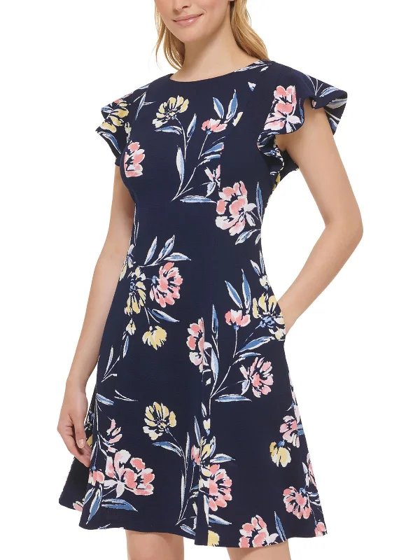 Beat The Heat In Tropical Styles Womens Mini Floral Print Fit & Flare Dress