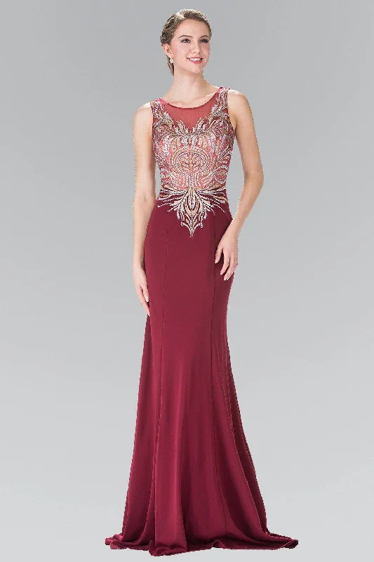 Exclusive Sale Embroidered Sleeveless Illusion Dress by Elizabeth K GL2323