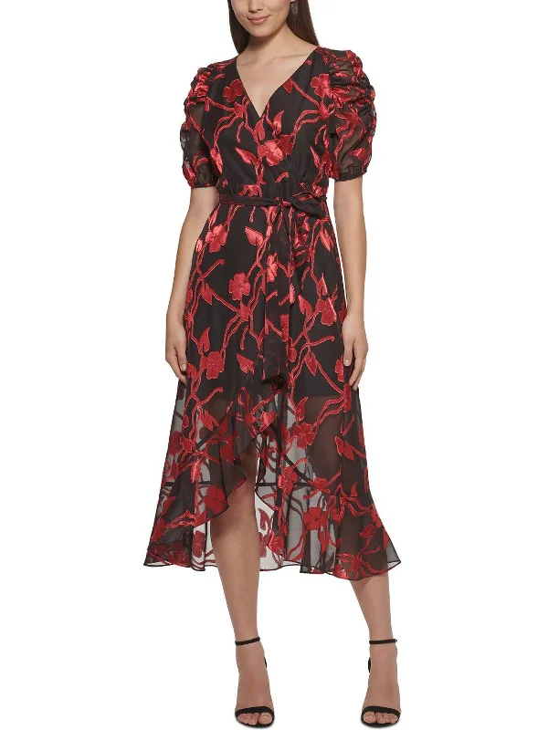 Limited Styles Womens Floral Calf Midi Dress