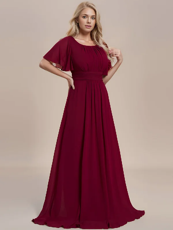 Y2K Nostalgic Fashion Look Round Neck Pleated Wholesale Bridesmaid Dresses