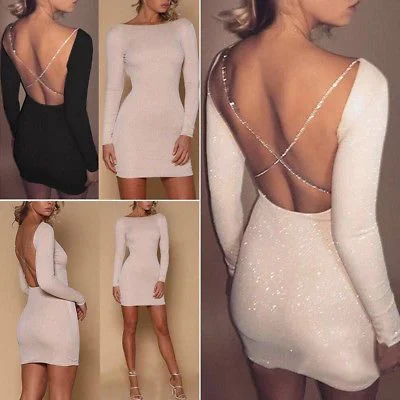 Flash Deals sexy Open Back Bodycon Mini Dress Homecoming Dress  S948