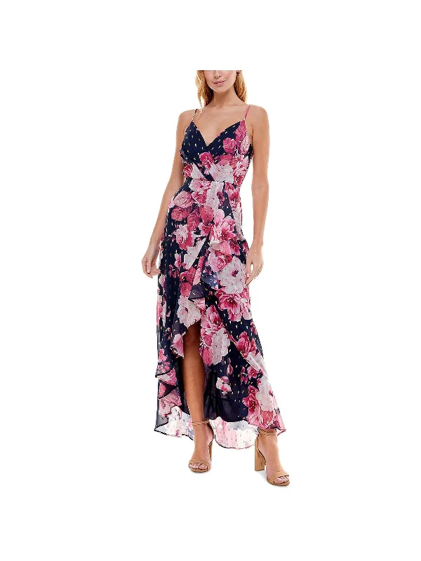 Buy More, Save More Juniors Womens Floral Ruffled Maxi Dress