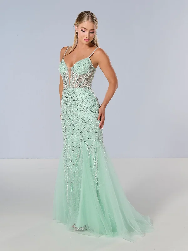 Clearance Event Beaded Sleeveless Mermaid Dress by Tiffany Designs 16218