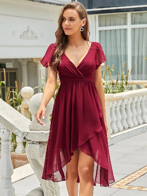 Hollywood Glam Award - Show Style Hot Asymmetrical Hem Pagoda Sleeves Wholesale Bridesmaid Dresses