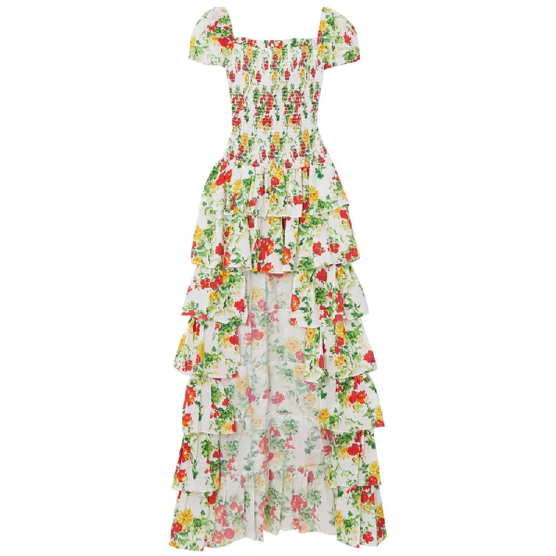 Summer Fashion Caroline Constas Women Margo Cut-Out Dress Gown Yellow Red Blanc Floral