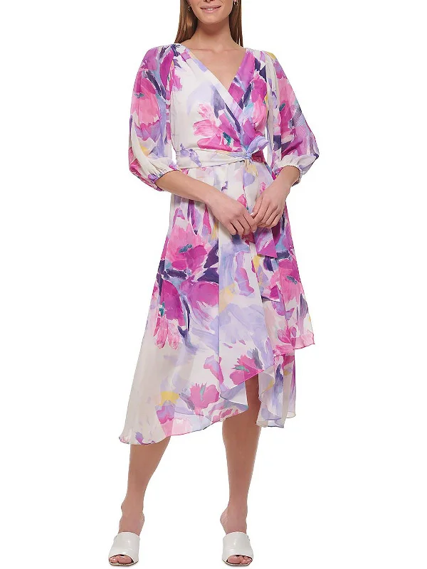 Latest Trends Womens Semi-Formal Floral Print Midi Dress