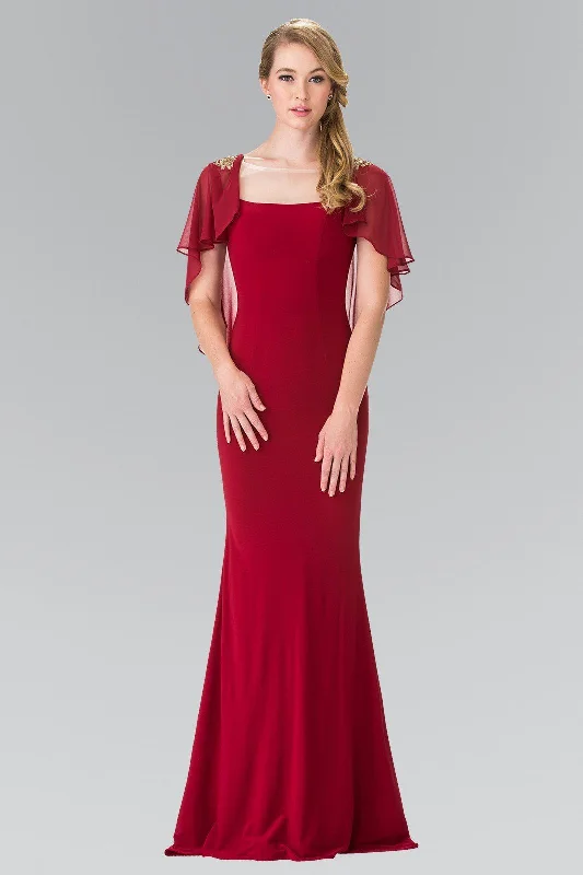 Style Upgrade Long Sleeveless Dress with Back Caplet by Elizabeth K GL2254