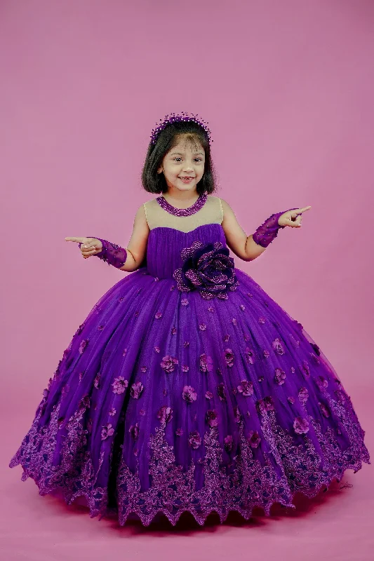 Special Occasion Wear Pre-Order: Purple ball gown with lace and bead embellishments