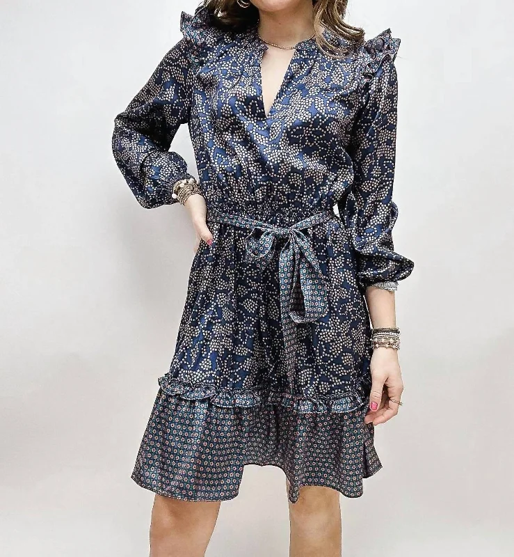 Update With Cottagecore Styles Current Air Mindy Mini Dress In Navy Multi Floral