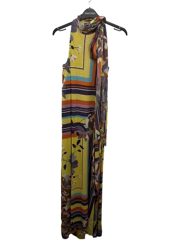 Grab Romantic Date - Night Styles Now Geometric And Floral Maxi In Yellow