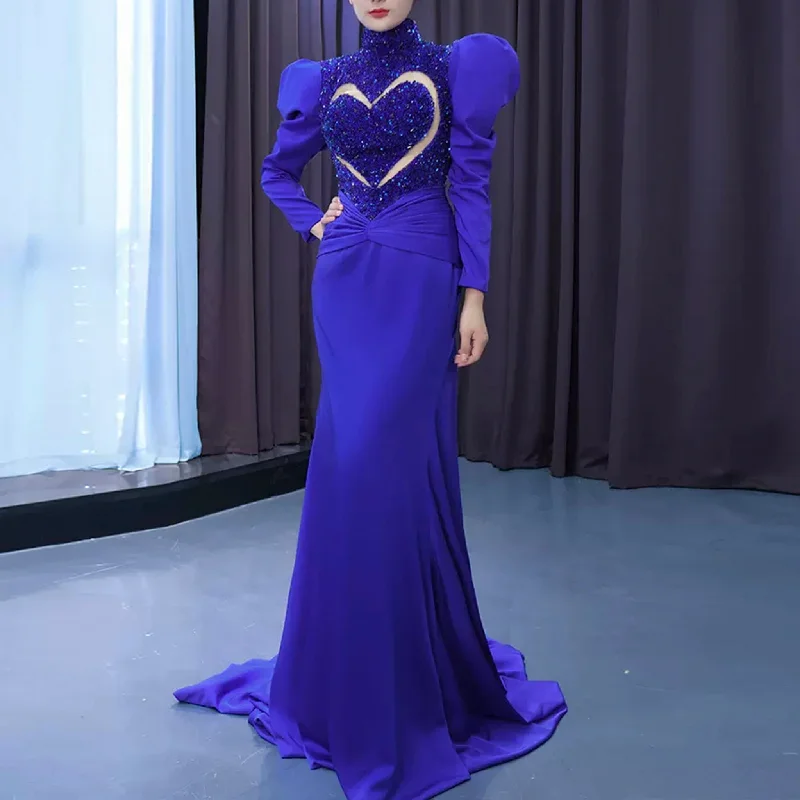 Discounts On Casual Weekend Styles High-end Vintage Royal Blue Beading Evening Dress Prom Gown